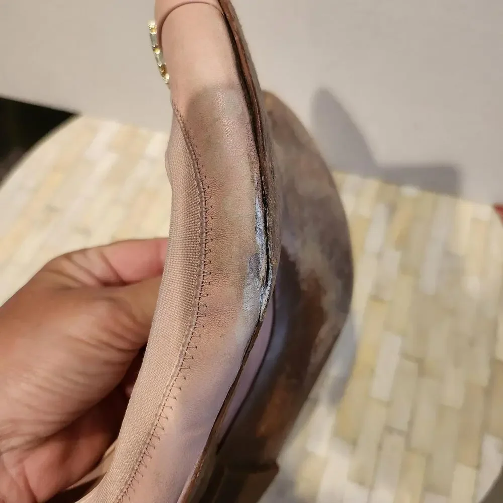 Tory Burch pink leather Jolie cap-toe ballet flats